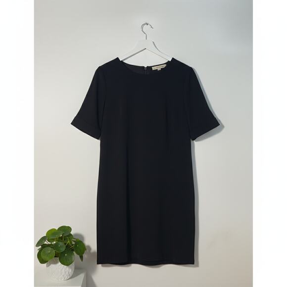Ann Taylor LOFT Black Shift Dress with Ruffle Short Sleeves Size 10 - Picture 1 of 8